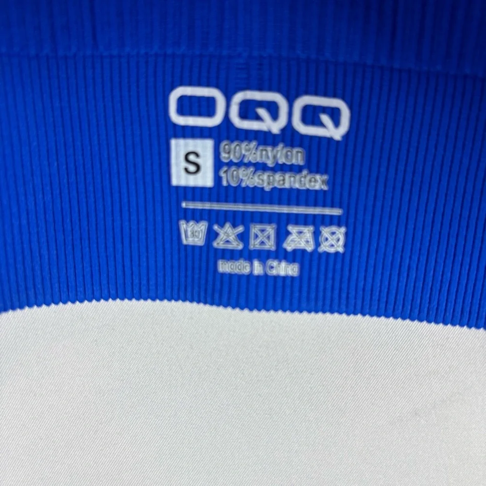 OQQ Vibrant Blue One-Shoulder Sports Bra Gym Yoga Activewear, Small